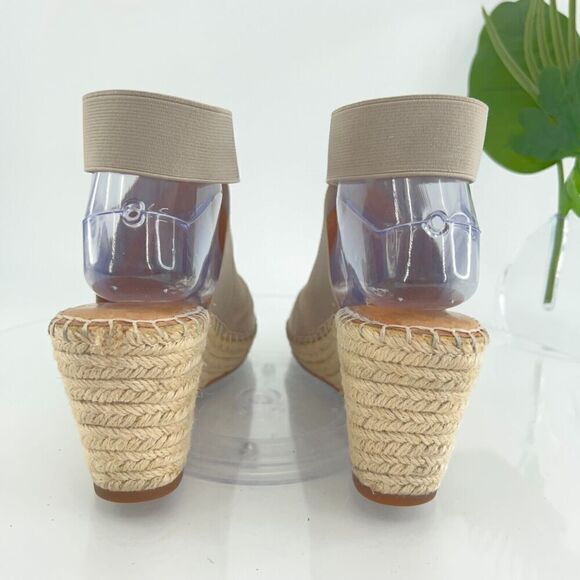 Gentle Souls Women's Colleen Sandals 10 Espadrille Wedge Cross Strap Tan Suede - Picture 6 of 15